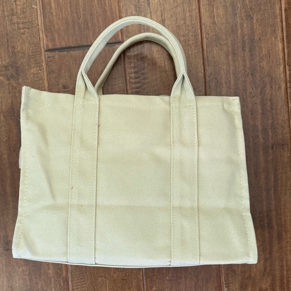 Fashionable Mini Canvas Crossbody Tote Zipper Bag, Beige - Picture 7 of 10